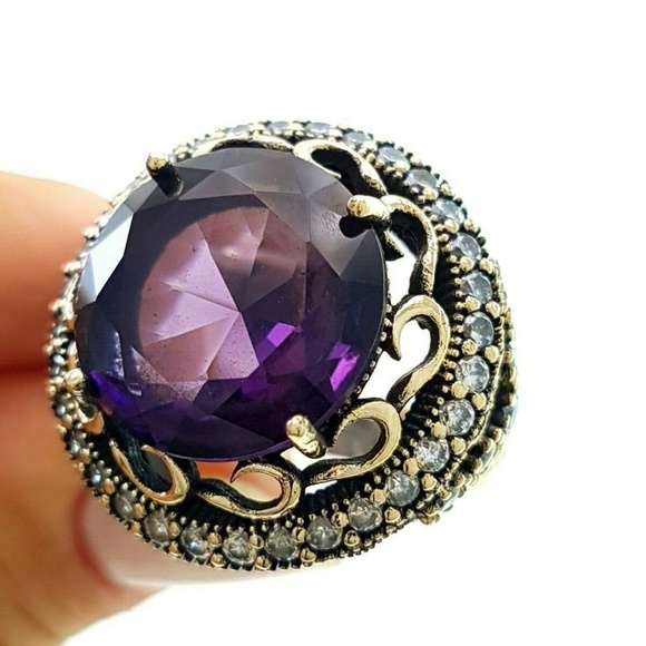 Turkish Traditional .925 Ameythst Handmade sz9 - Picture 2 of 4